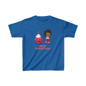 Kid's African American Girl  Merry Christmas T-shirt