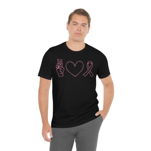 Pink Ribbon Peace Love T-shirt