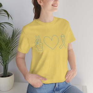 Peace Love Ovarian Cancer Ribbon T-shirt