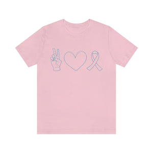 Peace Love Ovarian Cancer Ribbon T-shirt